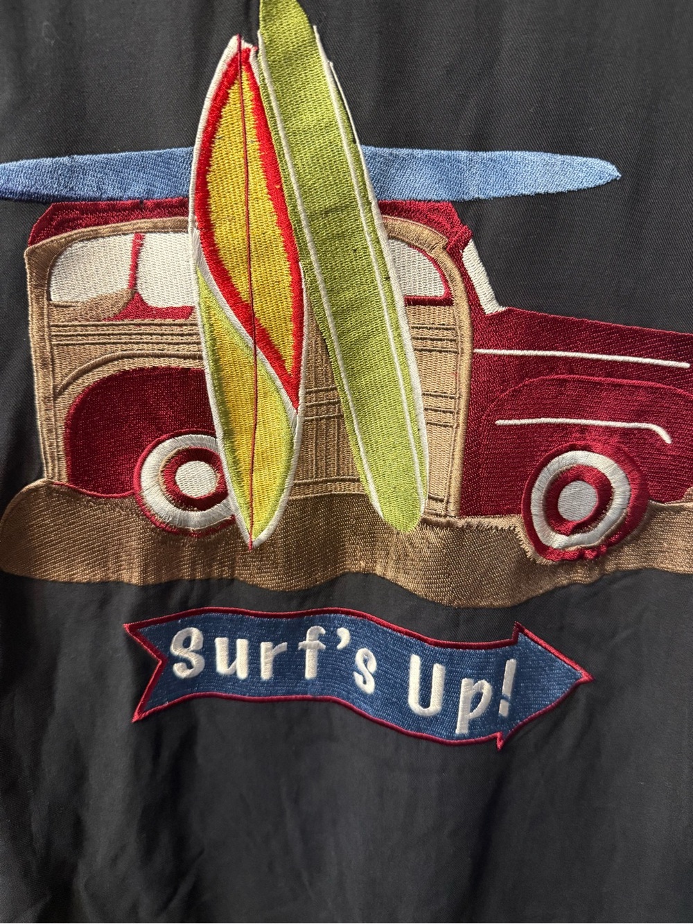 NWT Bobby Chan Shirt Silk Button Up Down Mens Surfs Up Embroidered Beach Size XL